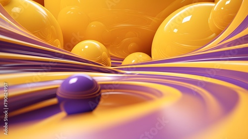 3d rendering of purple and yellow abstract geometric background. Scene for advertising, technology, showcase, banner, game, sport, cosmetic, business, metaverse. Sci-Fi Illustration. Product display