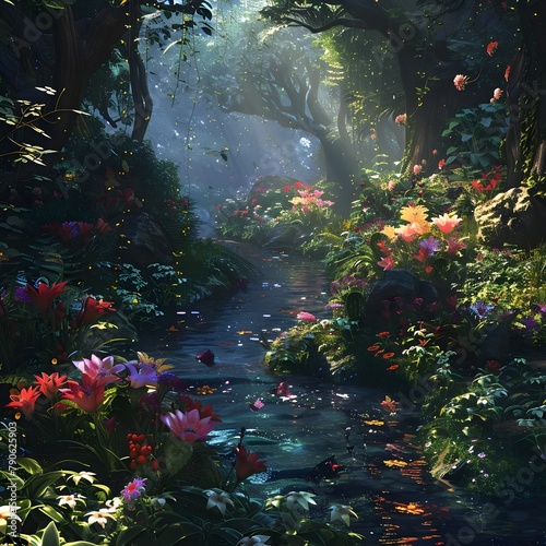 Enchanting Garden A OnceinaLifetime Blooming of Magical Flowers Under the Whimsical StarFilled Sky
