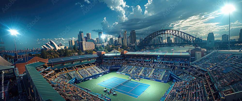 Sydney, a world class premium city hosting a tennis event. Generative AI. - obrazy, fototapety, plakaty 