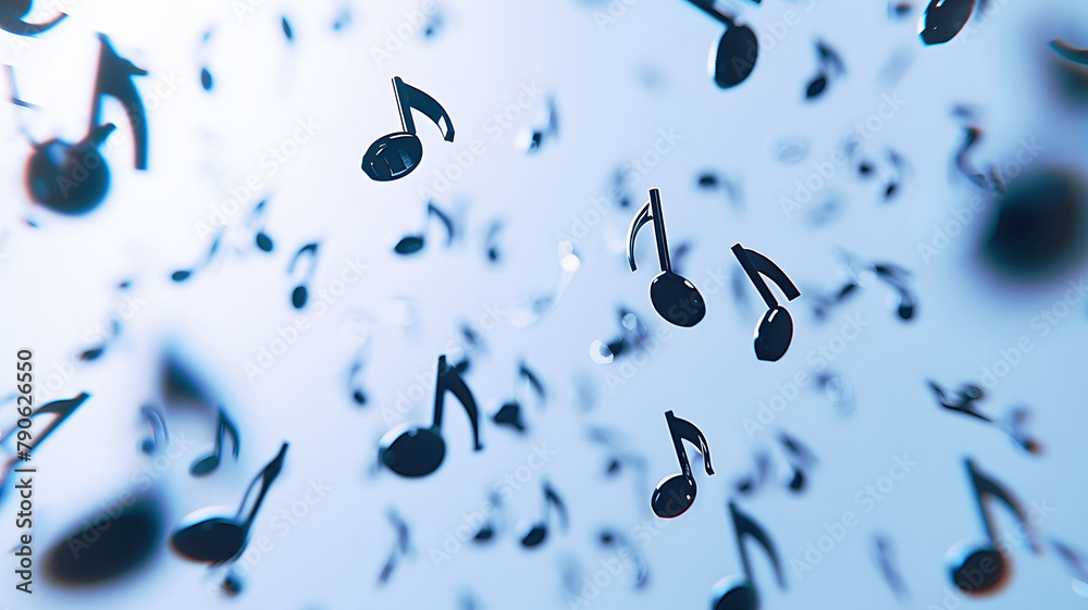 Musical notes flying in the air. Minimal music beauty concept