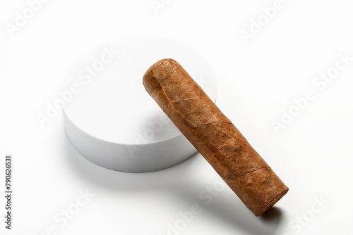 Cuban cigar on the round podium.