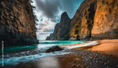 Secluded Beach of Golden Sands