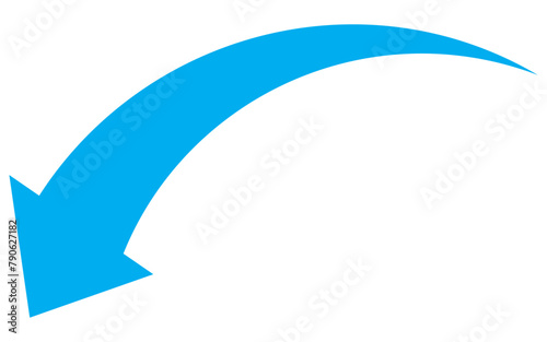 Long arrow vector icon. Arrow thick pointer vector icon isolated. Arch arrow pointer.