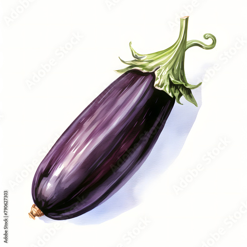 Fresh purple eggplants isolated on a white background, perfect for healthy vegetarian dishes