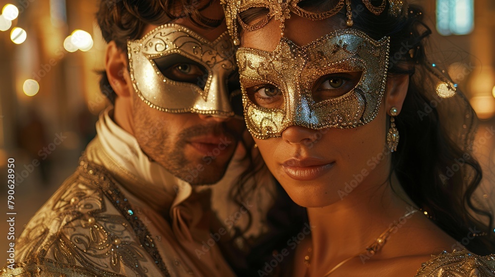 Masked ball in a holographic castle, mystery and technology dance together