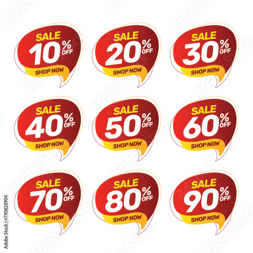 Set of discount offer price label, sale promo marketing 