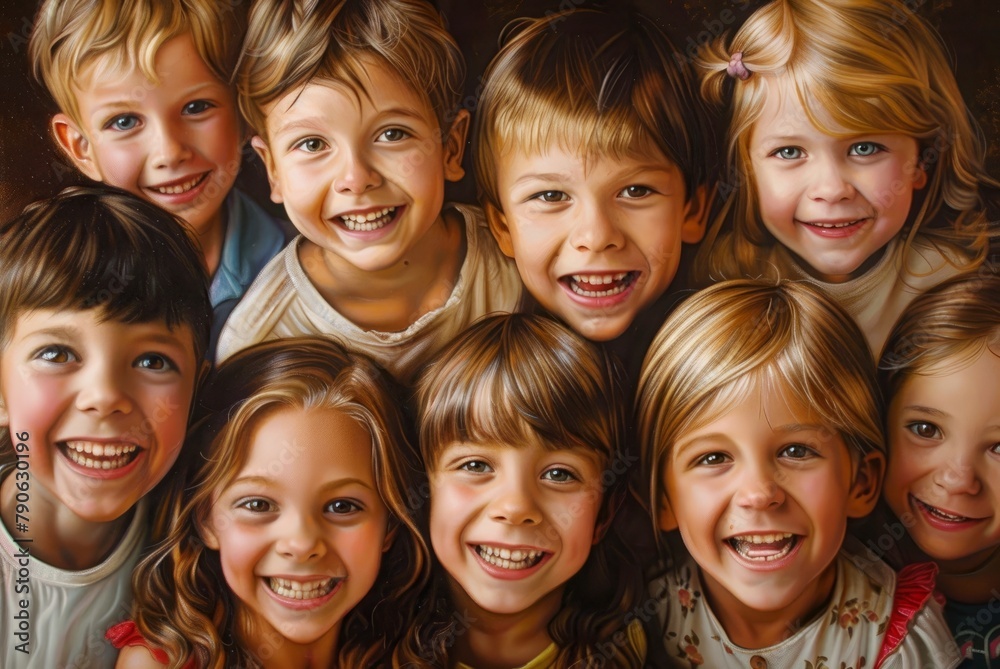 groups of funny kids, smiling faces of boys and girls groups of funny kids, smiling faces of boys and girls