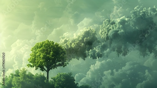 Illustrated Trees Inhaling Carbon Dioxide and Exhaling Pure Oxygen in a Stylized D and D Medium