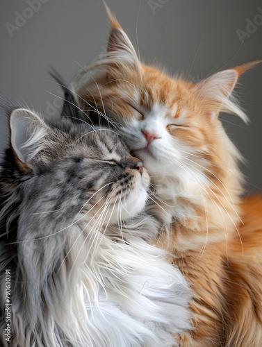 Maine Coon Cat Grooming Persian Cat A Tender Display of Affection photo