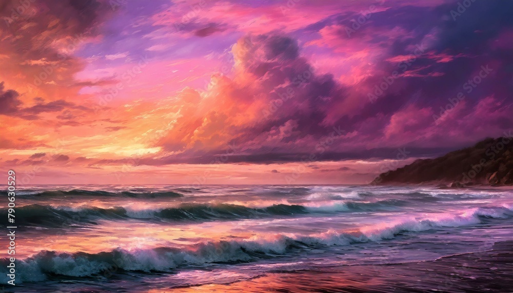 Sunset Symphony in Pink, Orange, and Purple