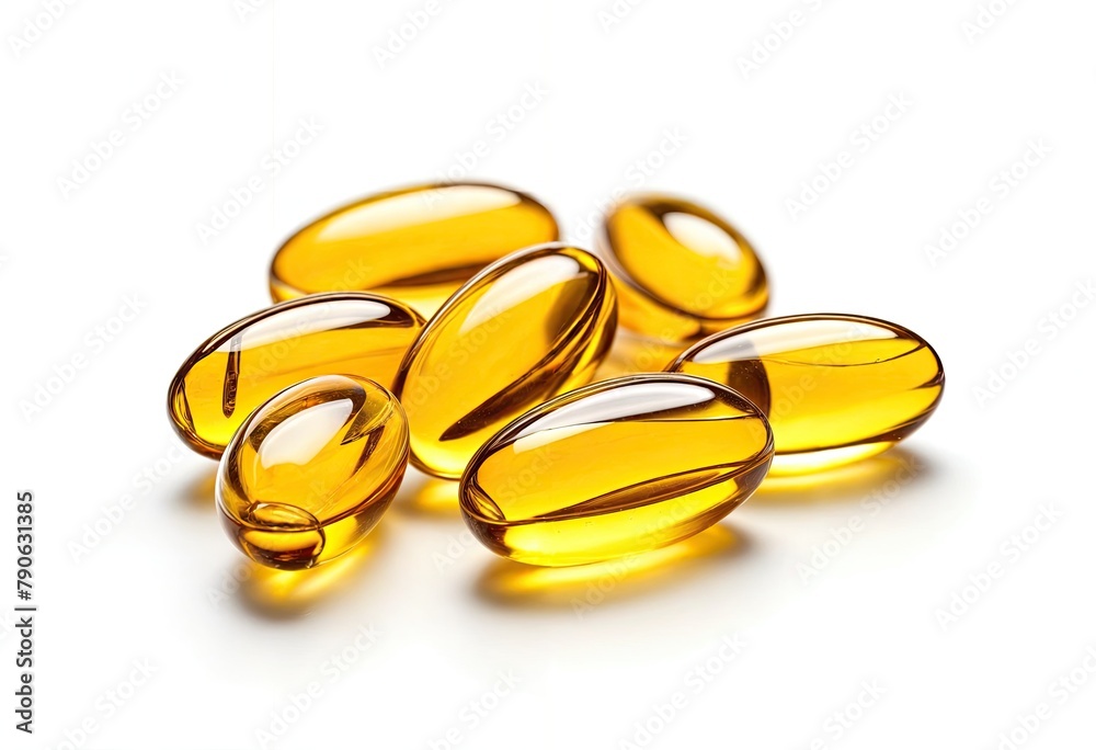Omega 3 Gel Capsules on White Surface Omega 3 Gel Capsules on White Surface