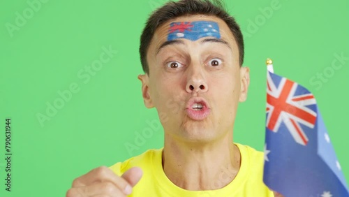 Close up of a man supporting australian team photo