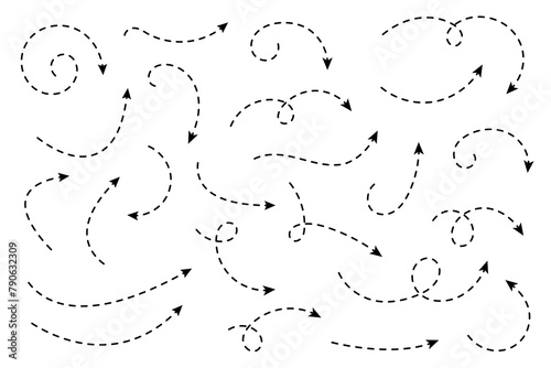 Curved dotted arrow. Zigzag arrow stripes design with dotted lines.