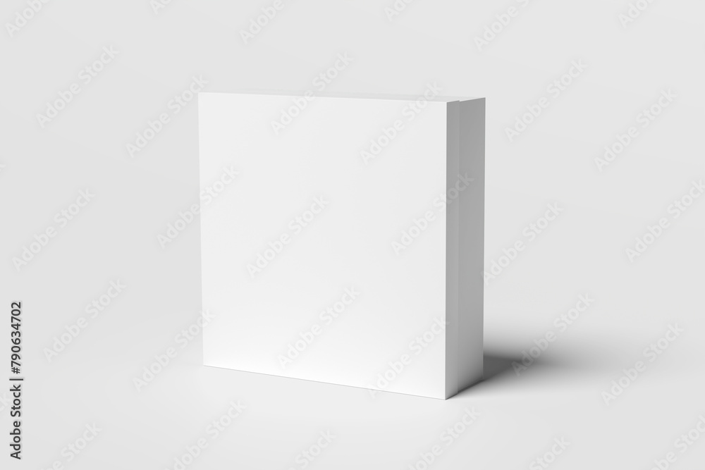 Blank square thin box mockup with lid isolated on white background. Blank square thin box mockup with lid isolated on white background.