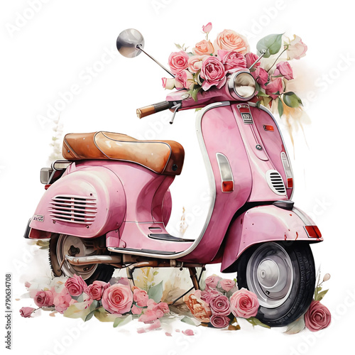 vintage scooter with flowers © Phusita