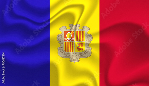 Andorra national flag in the wind illustration image