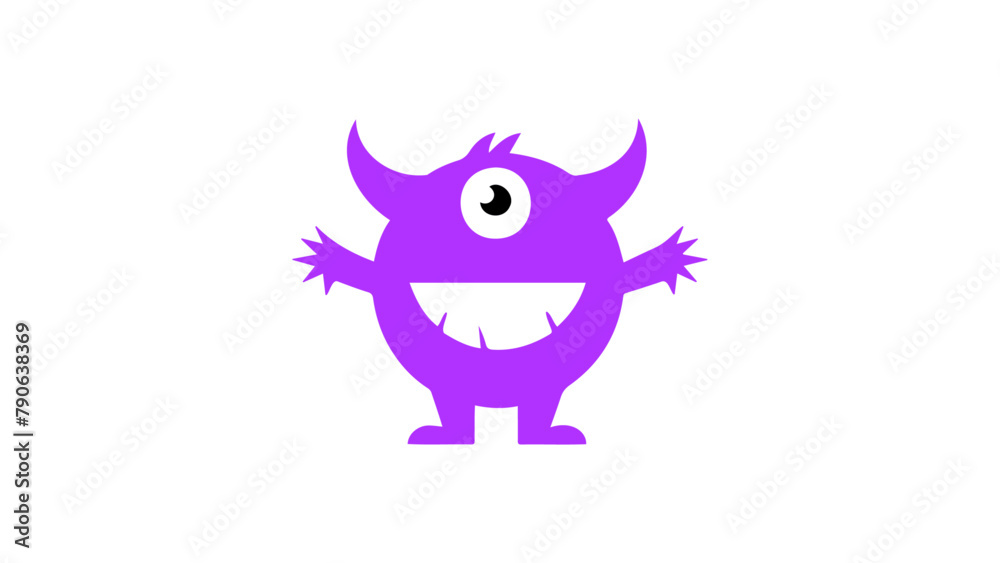 purple cartoon monster in vector