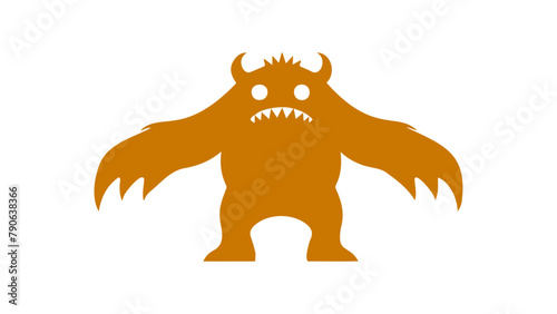 silhouette of a sad yellow monster with  horns