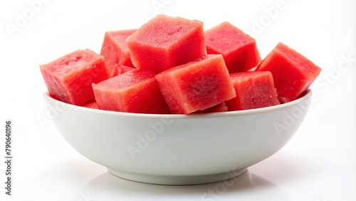 A bowl of diced watermelon