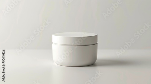 cosmetic container, a packshot of a skincare jar, white on white background, front view 