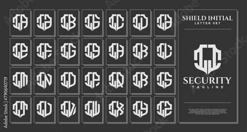 Luxury line shield letter I II logo template set