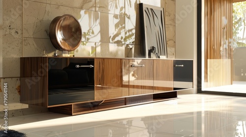 Sleek modern cabinet design highlighted in a minimalist setting, embodying contemporary luxury