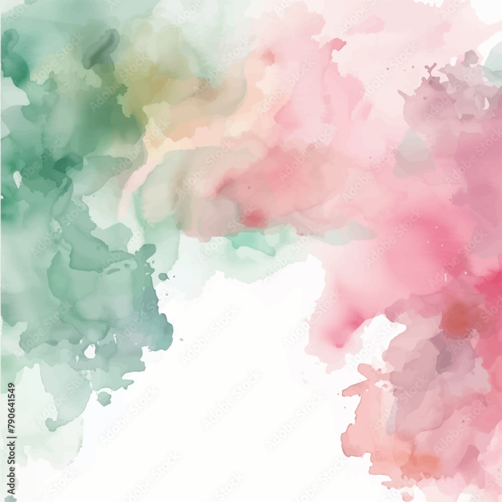 A painting of a watercolored background with a green and pink splash.