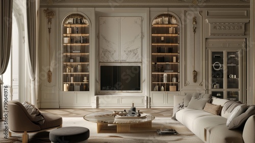 Elegant built-in cabinets in a luxury setting, blending functionality with high-end design