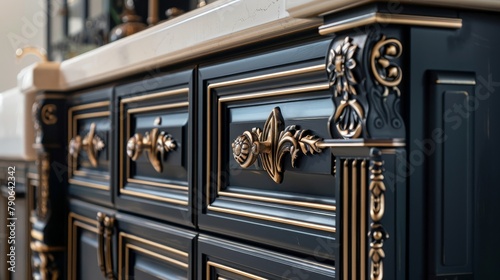 Close-up of a luxury cabinet makeover blending vintage charm with modern design