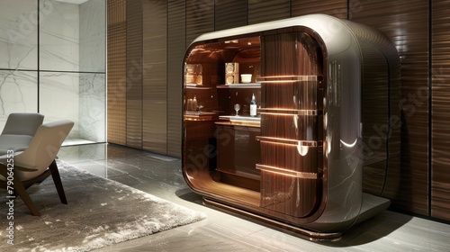 A market display highlights the sleek lines and innovative design of a contemporary storage cabinet