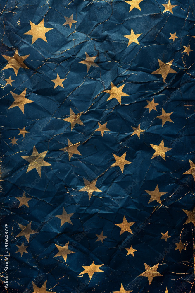 Golden metallic stars on dark blue background in elegant design Golden metallic stars on dark blue background in elegant design