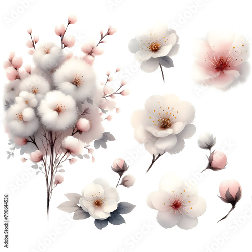 White flowers background. Macro of white petals texture. Soft dreamy image photo