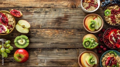 variety of oatmeal bowls, each garnished with different fruits