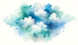Abstract blue and green watercolor cloud, ideal for backgrounds in creative projects, artistic expressions, and mindfulness-related content