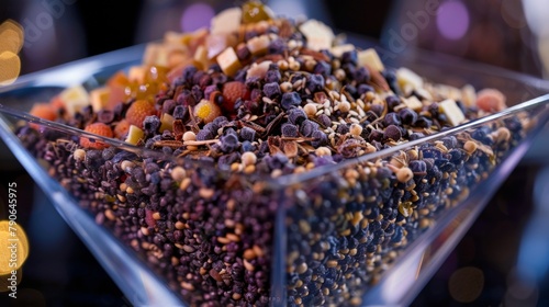 Crisp acai flakes, hemp hearts and mulberries photo