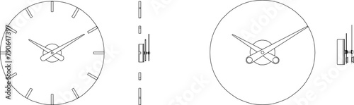 Vector sketch illustration of front and side view wall clock design