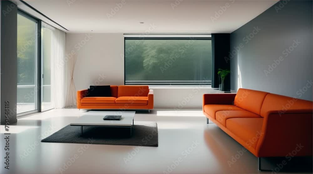 Contemporary interior living room with sofa, elegantly designed furniture and windows that let in natural light. Contemporary interior living room with sofa, elegantly designed furniture and windows that let in natural light.