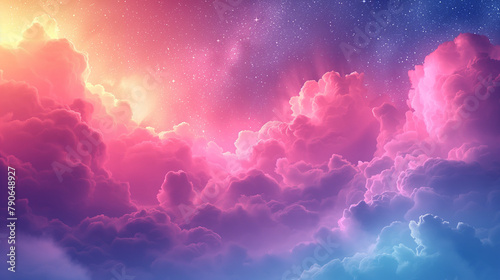 stars and sky, clean sky which contains stars sligthly, vibrant colors, wide color palette, night, easylooking, background image, magical inspired. photo