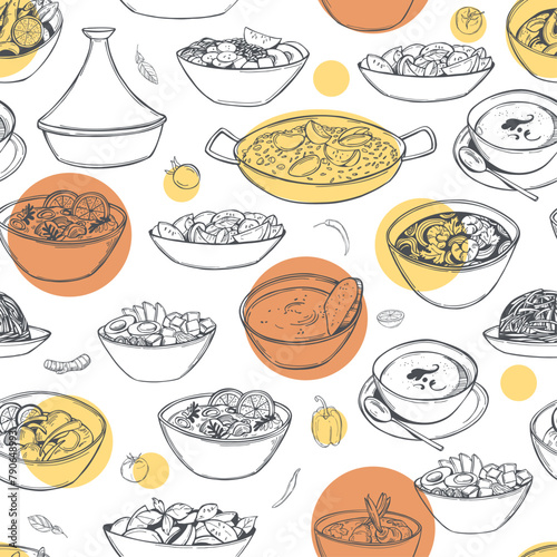 Sketch Food set.  Vector  pattern.