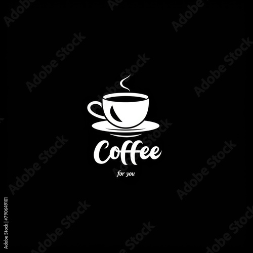 coffee cup icon vector  illustration   line sign for mobile and web. white coffee logo on black background  in word says  Coffee  from down says  for you  