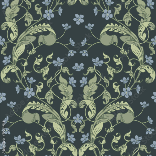 Floral ornament. Seamless floral ornament.