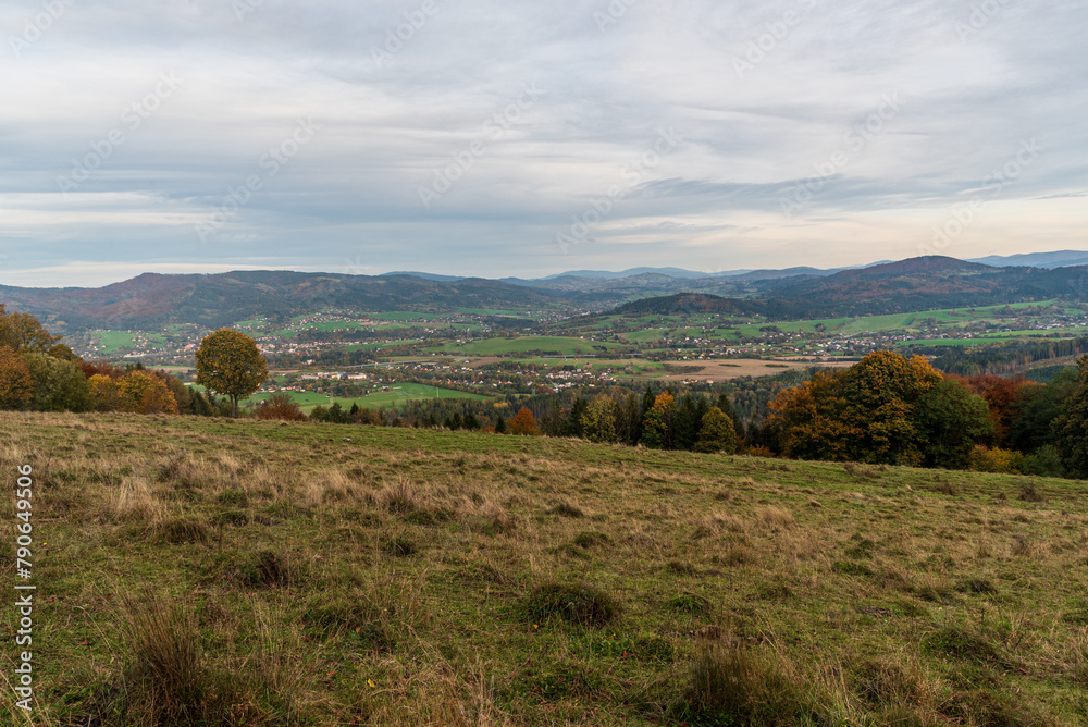 View from Mala Kycera hill in Moravskoslezske Beskydy mountains in Czech republic View from Mala Kycera hill in Moravskoslezske Beskydy mountains in Czech republic