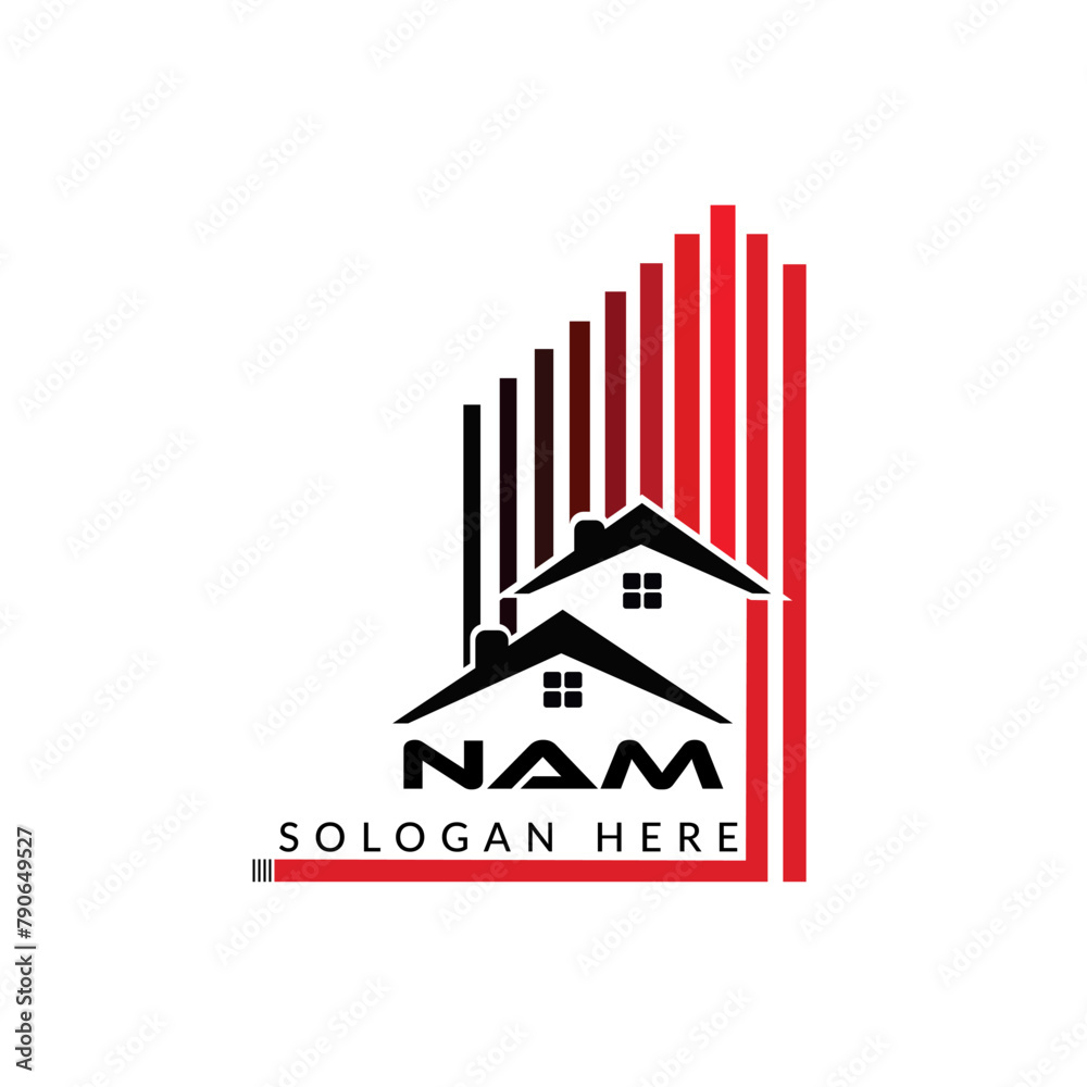 Obraz premium Letter NAM building vector, NAM initial construction. NAM real estate. NAM home letter logo design, NAM real estate Logo ,NAM Style home logo 
