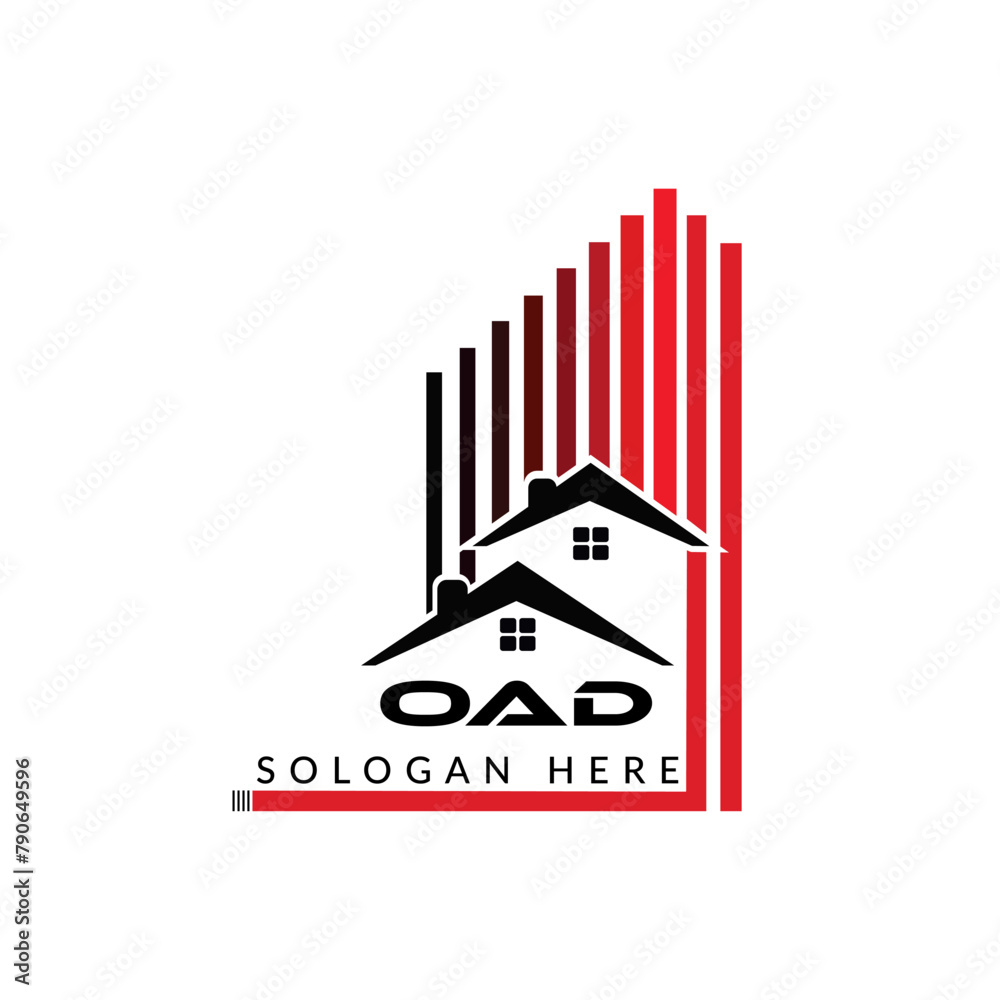 Obraz premium Letter OAD building vector, OAD initial construction. OAD real estate. OAD home letter logo design, OAD real estate Logo ,OAD Style home logo 