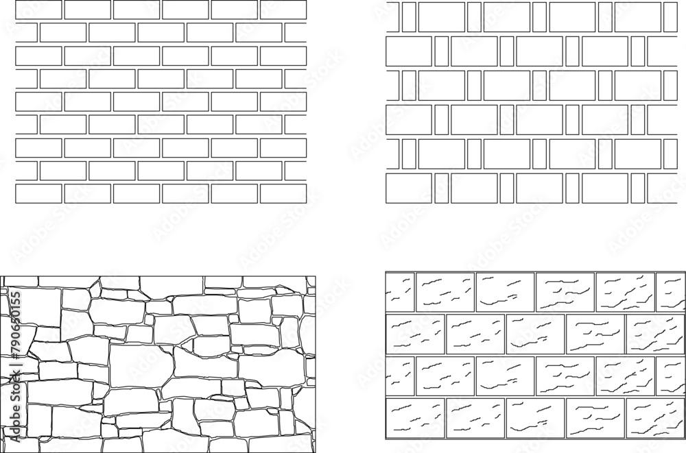 Vector sketch illustration of brick wall stucco texture design baground pattern