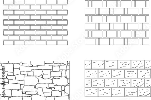 Vector sketch illustration of brick wall stucco texture design baground pattern