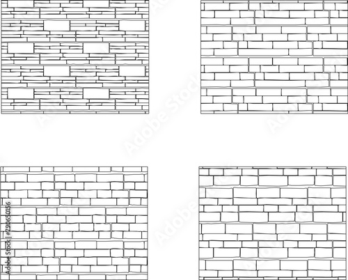 Vector sketch illustration of brick wall stucco texture design baground pattern
