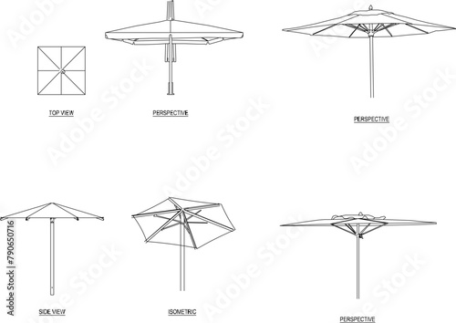 Vector sketch illustration of decorative umbrella design for beaches and cafes 