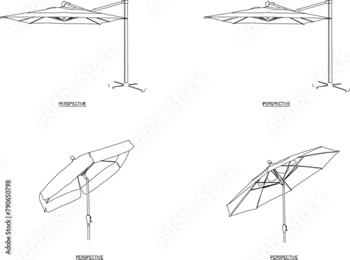 Vector sketch illustration of decorative umbrella design for beaches and cafes
