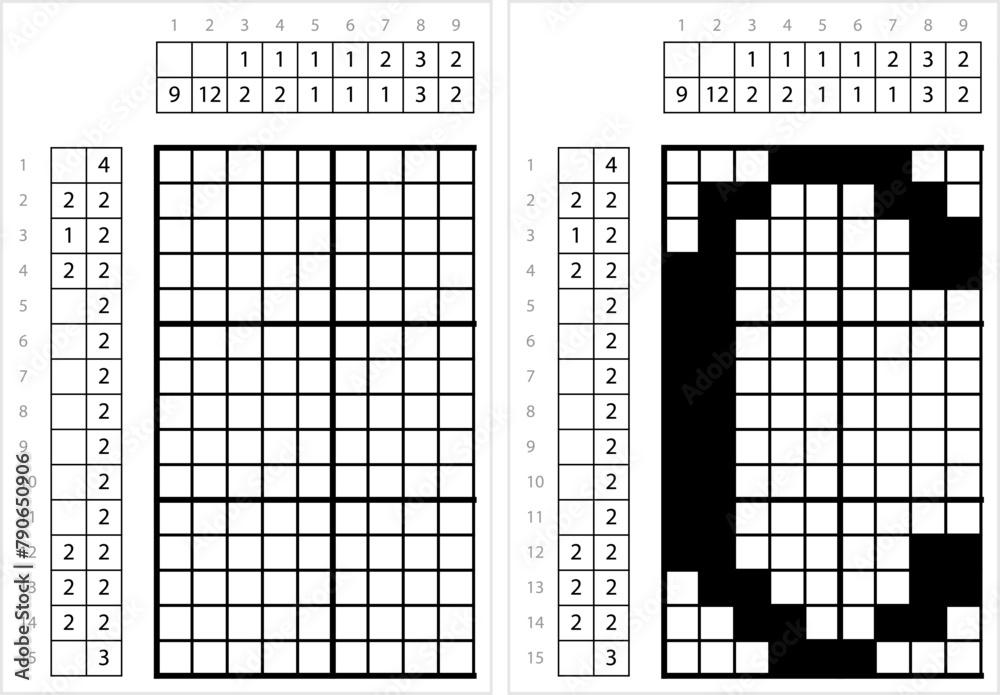 Fototapeta premium Alphabet c Lowercase Nonogram Pixel Art M_2112001